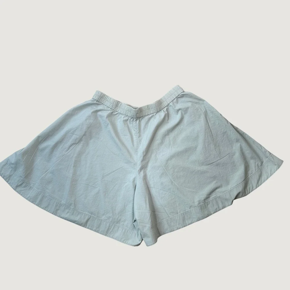 COS Shorts Womens M Sage Green Cotton Wide Leg Culotte Elastic Waist Minimalist